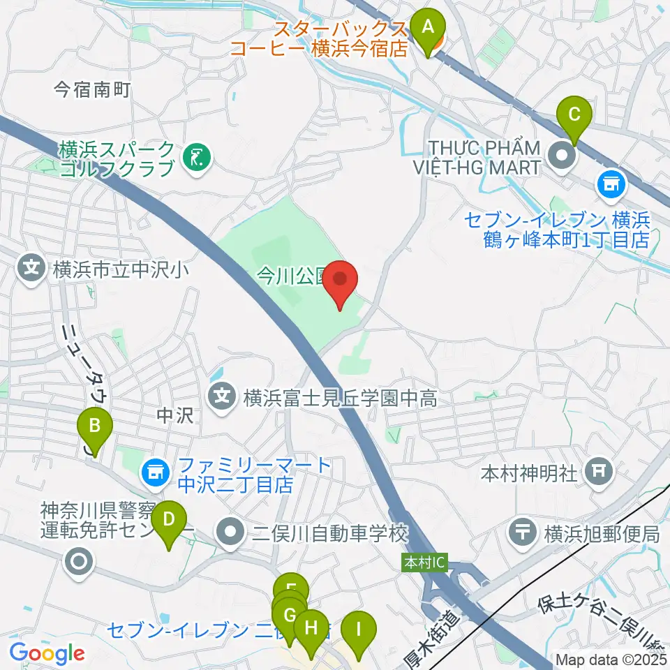 今川公園多目的運動広場周辺のカフェ一覧地図
