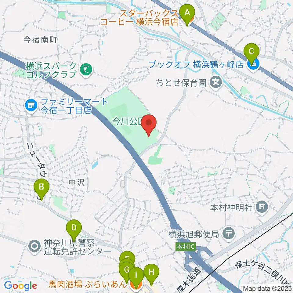 今川公園多目的運動広場周辺のカフェ一覧地図
