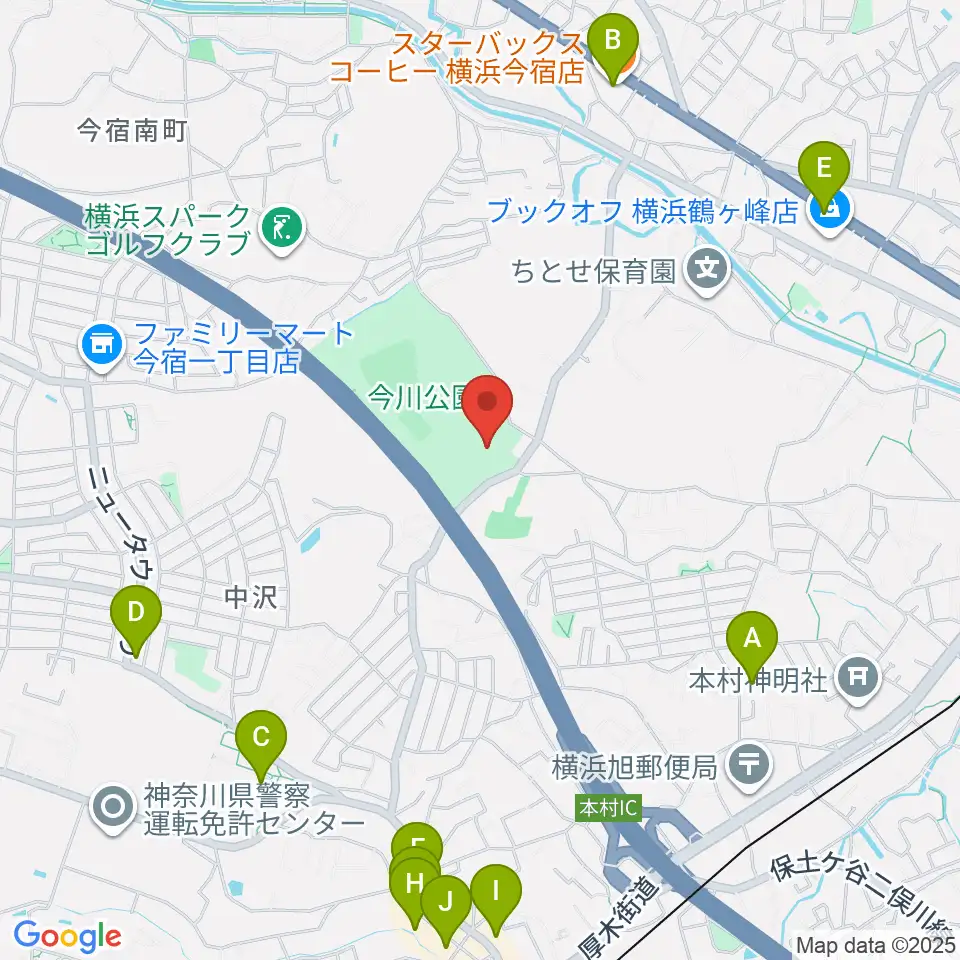 今川公園多目的運動広場周辺のカフェ一覧地図