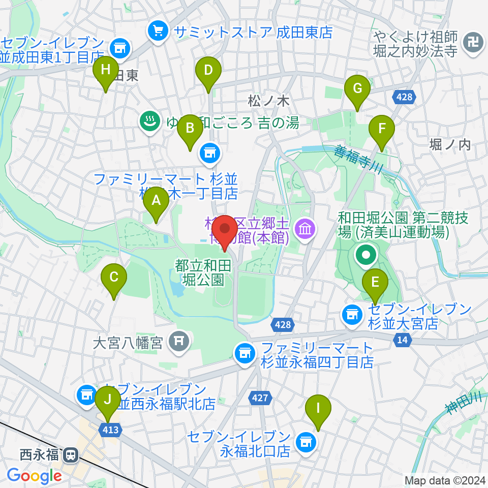 松ノ木運動場軟式野球場周辺のカフェ一覧地図