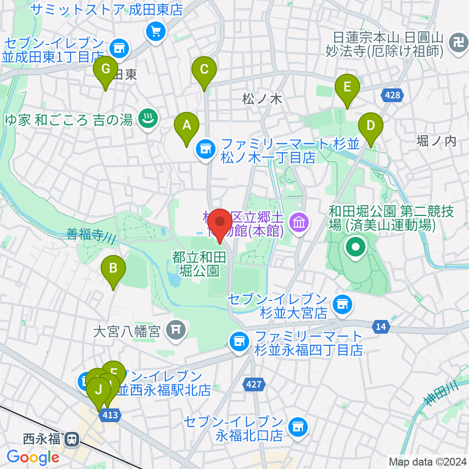 松ノ木運動場軟式野球場周辺のカフェ一覧地図