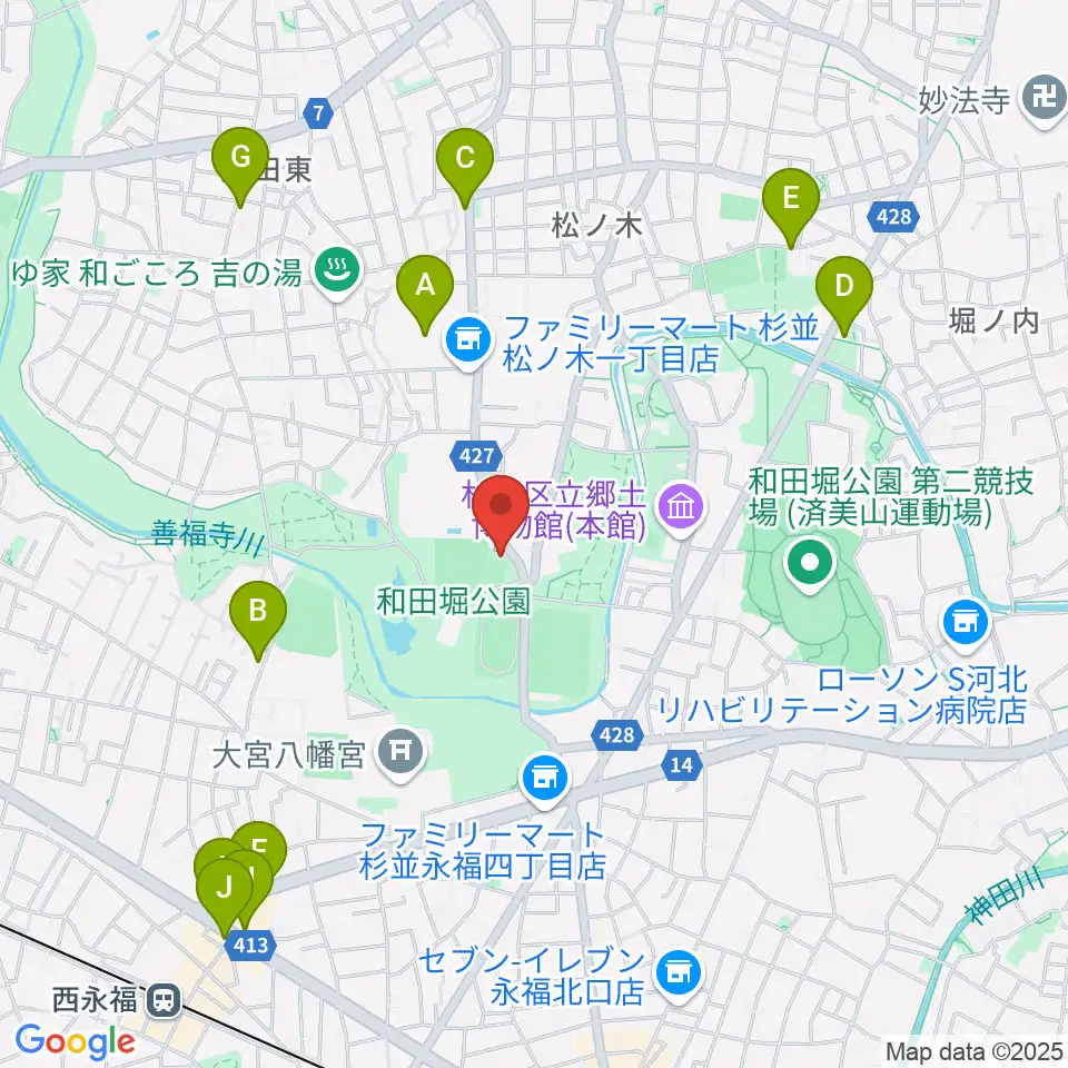 松ノ木運動場軟式野球場周辺のカフェ一覧地図