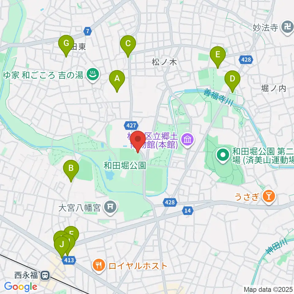 松ノ木運動場軟式野球場周辺のカフェ一覧地図