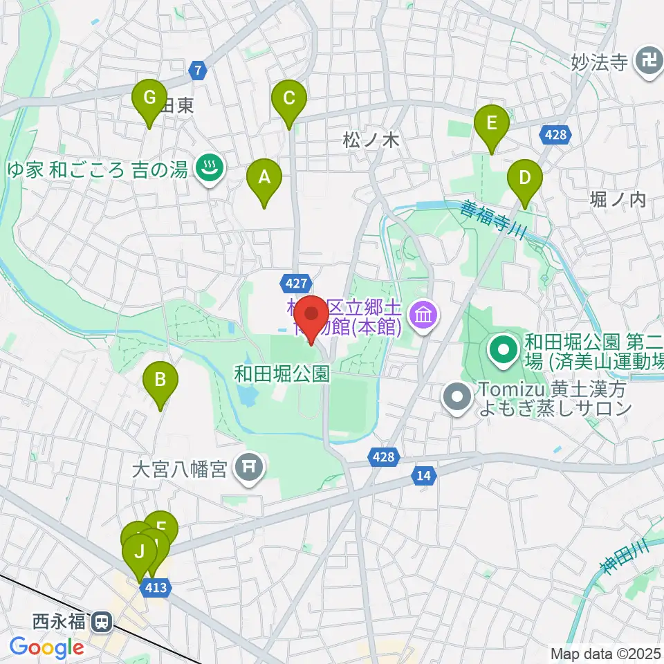 松ノ木運動場軟式野球場周辺のカフェ一覧地図