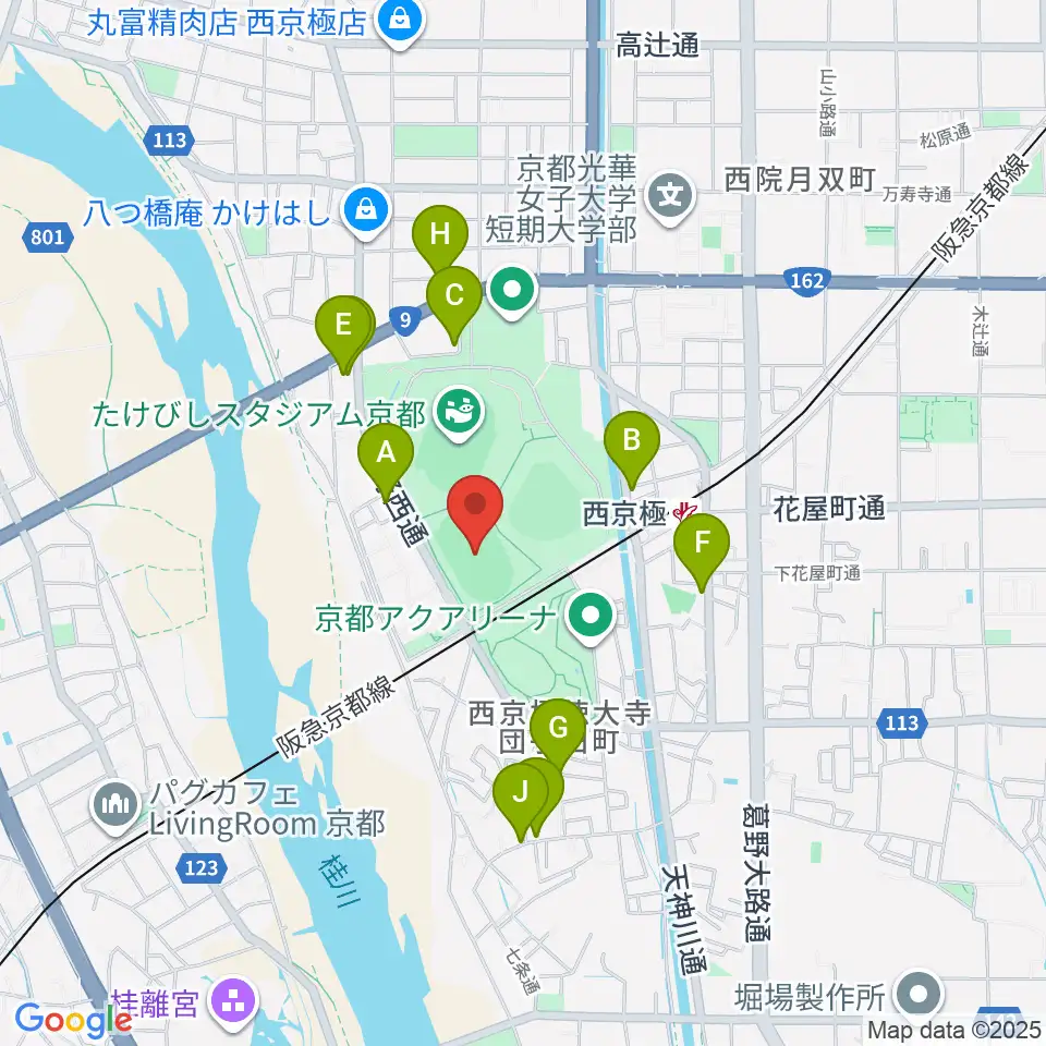 東寺ハウジングフィールド西京極周辺のカフェ一覧地図