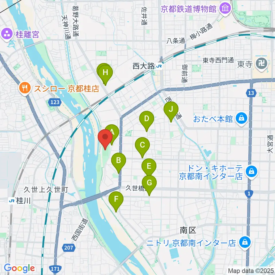SBSロジコム吉祥院公園球技場周辺のカフェ一覧地図