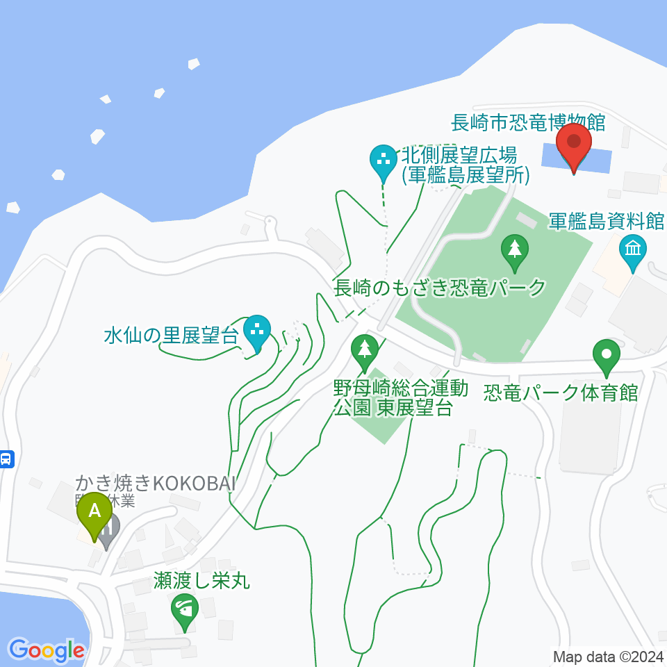 ベネックス恐竜博物館周辺のカフェ一覧地図