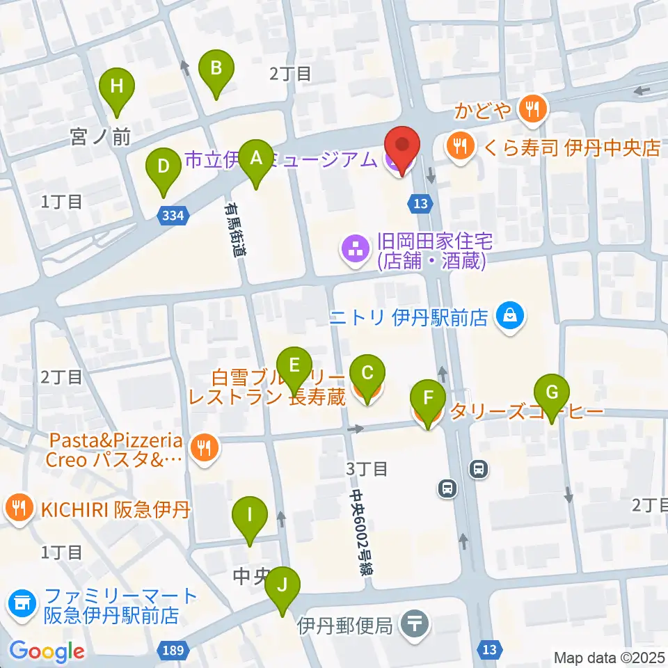 市立伊丹ミュージアム周辺のカフェ一覧地図