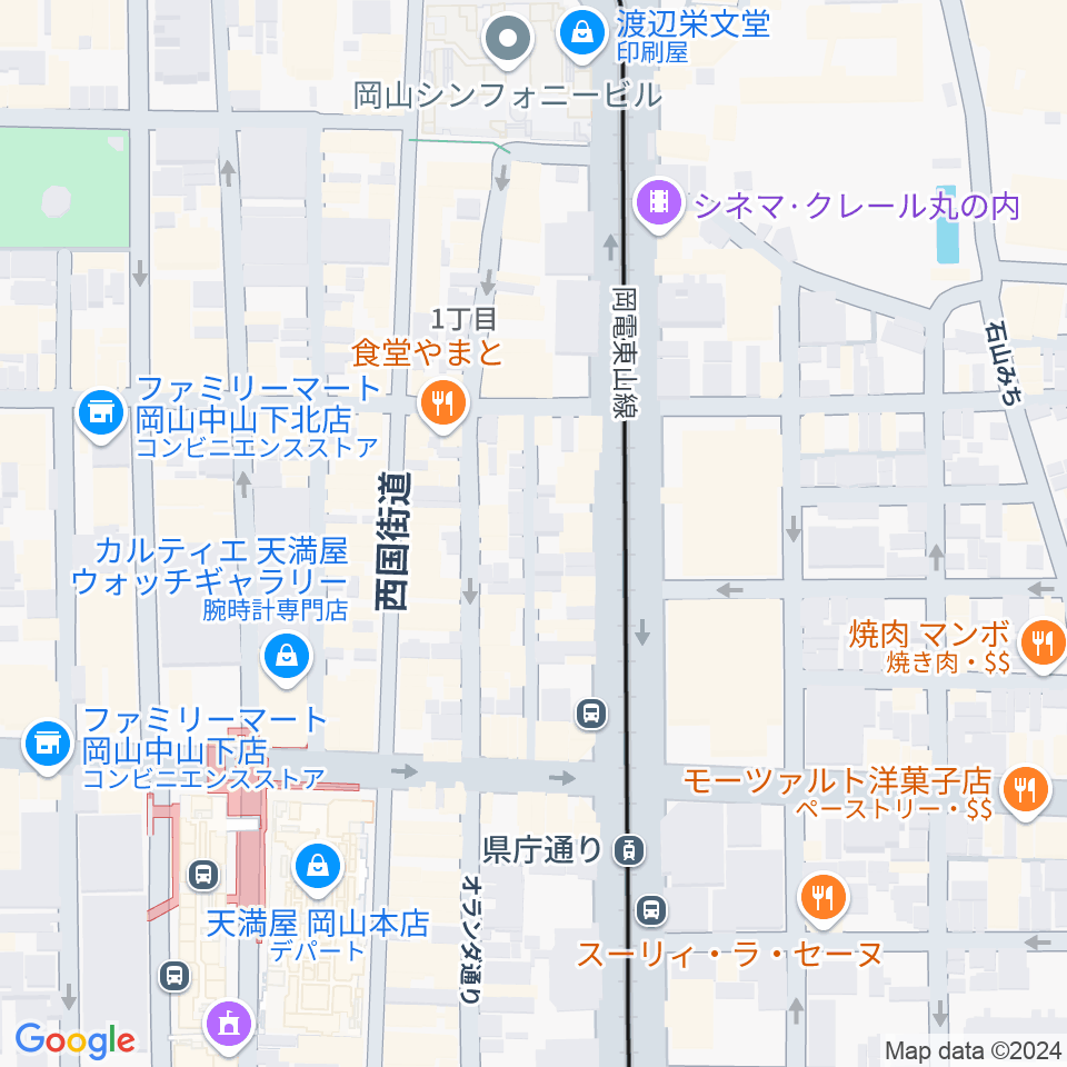 岡山市立オリエント美術館周辺のカフェ一覧地図