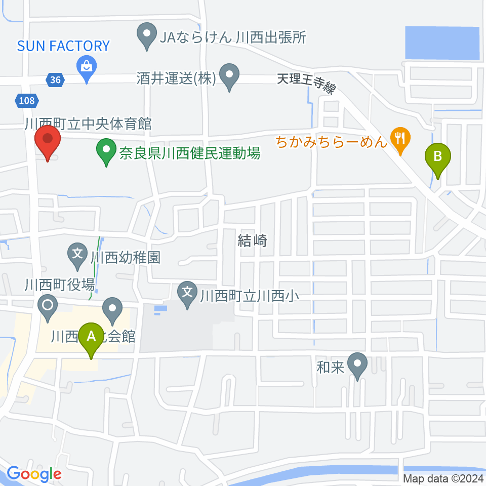 川西町中央体育館周辺のカフェ一覧地図