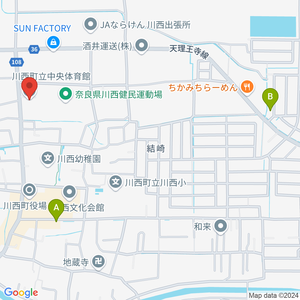 川西町中央体育館周辺のカフェ一覧地図