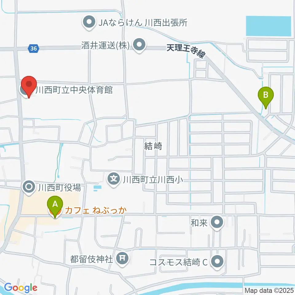 川西町中央体育館周辺のカフェ一覧地図