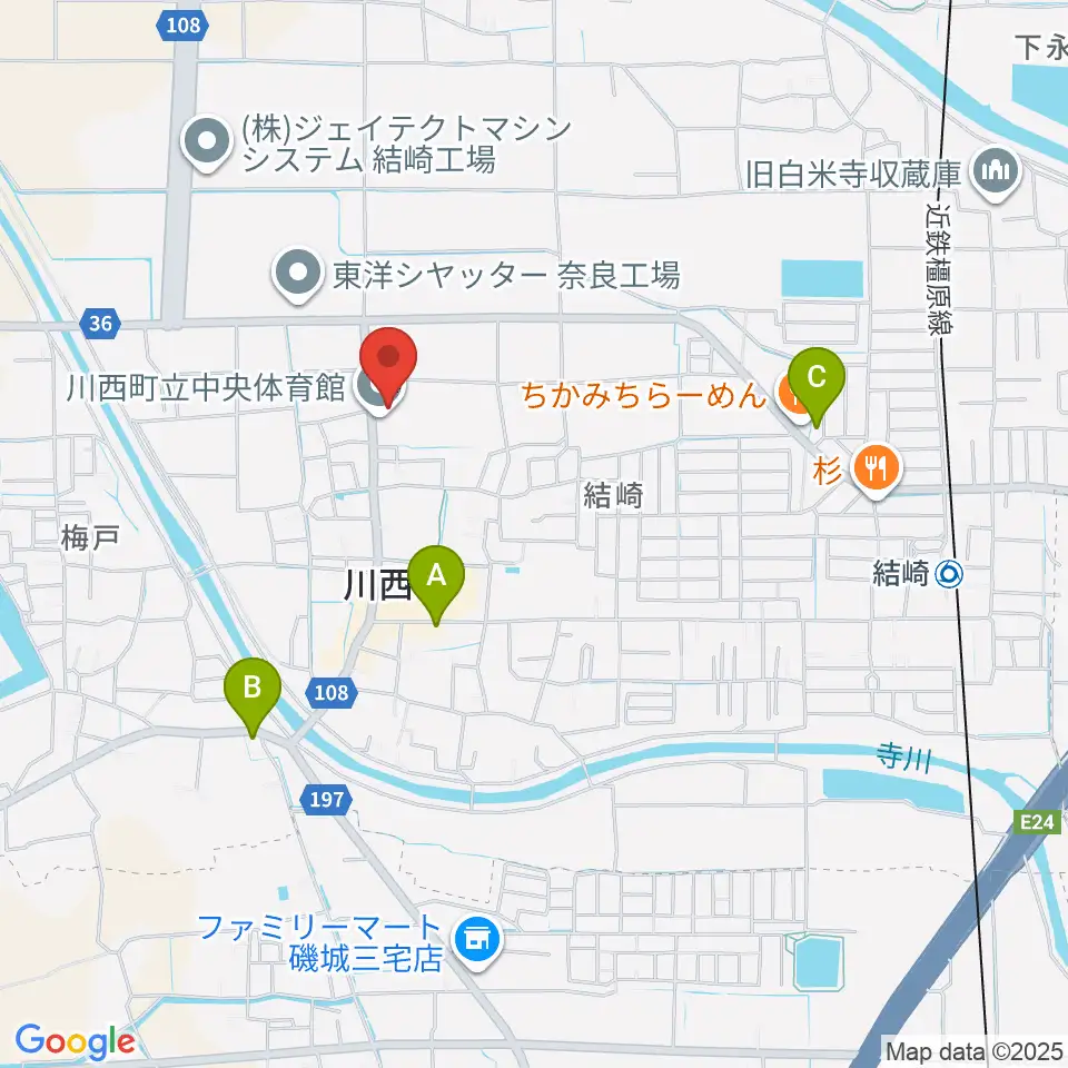 川西町中央体育館周辺のカフェ一覧地図