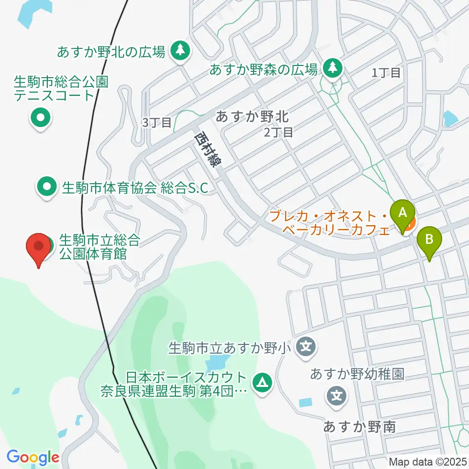 生駒市体育協会総合S.C.体育館周辺のカフェ一覧地図