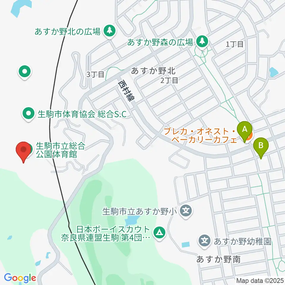 生駒市体育協会総合S.C.体育館周辺のカフェ一覧地図