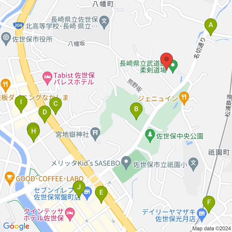 長崎県立武道館周辺のカフェ一覧地図