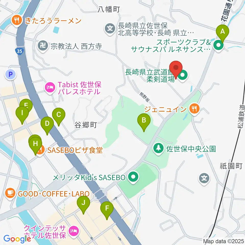 長崎県立武道館周辺のカフェ一覧地図