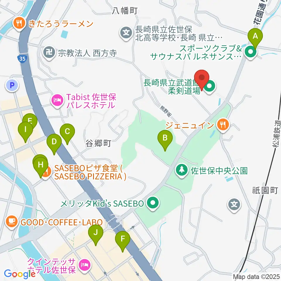 長崎県立武道館周辺のカフェ一覧地図