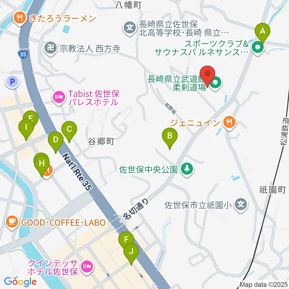 長崎県立武道館周辺のカフェ一覧地図