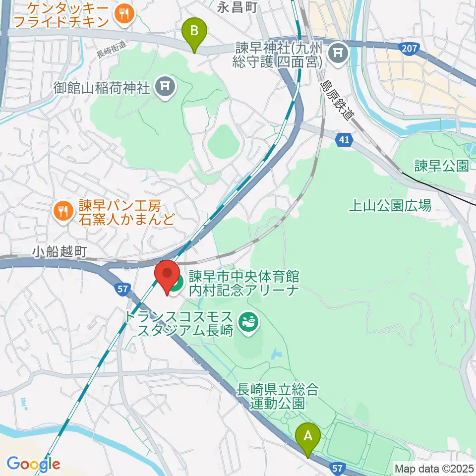 諫早市中央体育館・内村記念アリーナ周辺のカフェ一覧地図