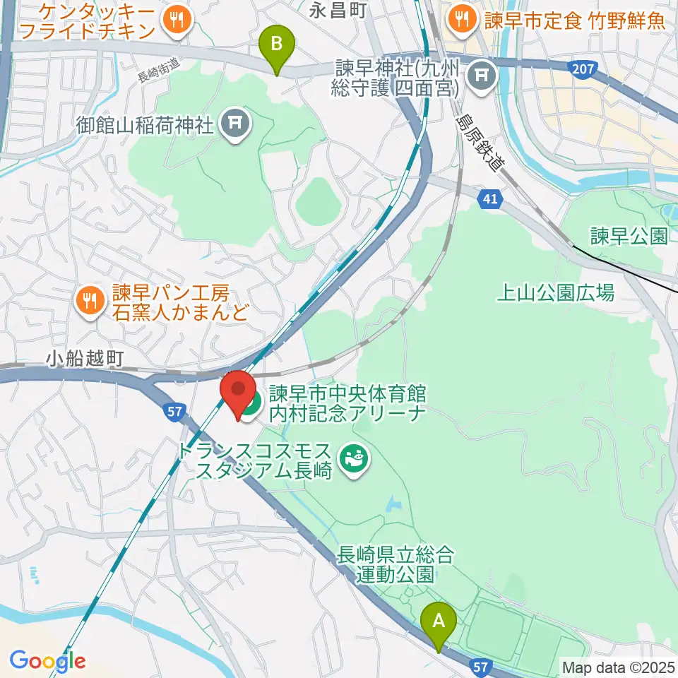 諫早市中央体育館・内村記念アリーナ周辺のカフェ一覧地図