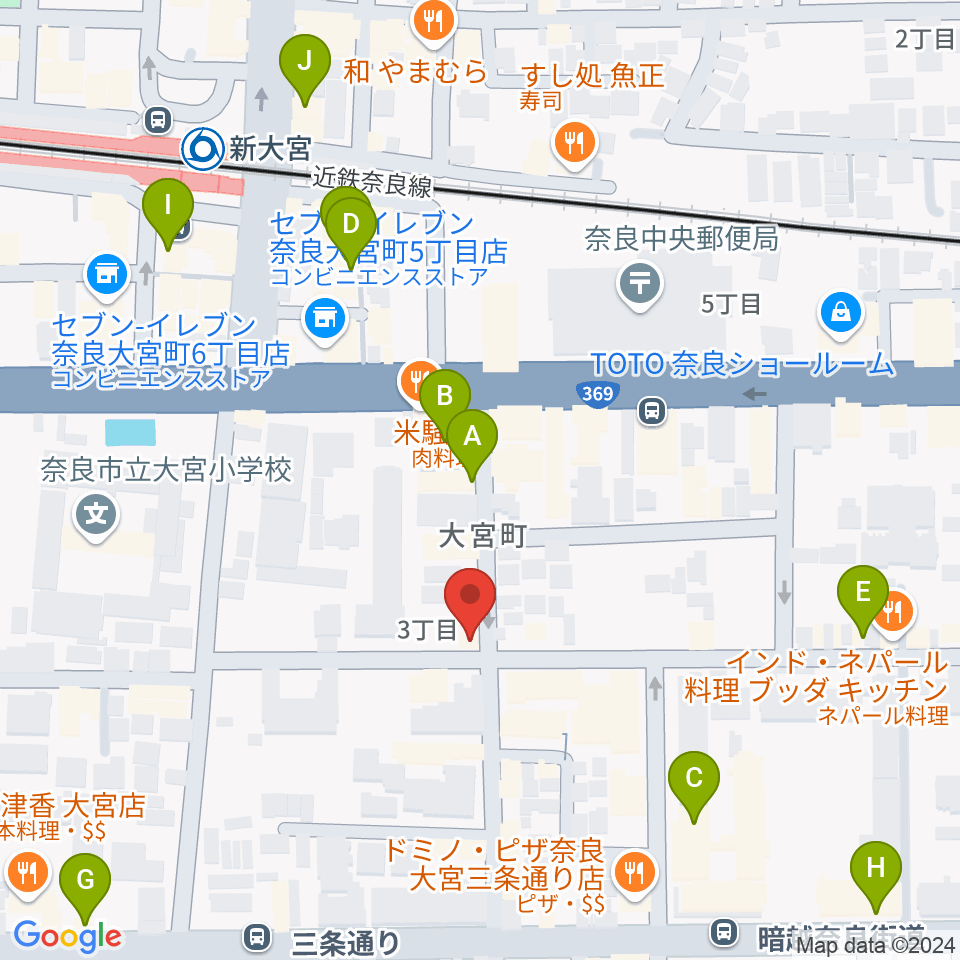 Eフラット音楽スタジオ周辺のカフェ一覧地図