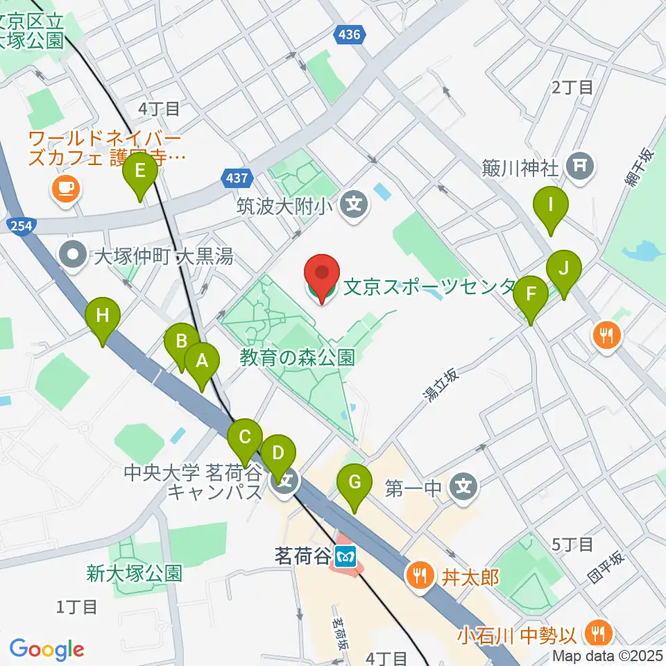 文京スポーツセンター周辺のカフェ一覧地図