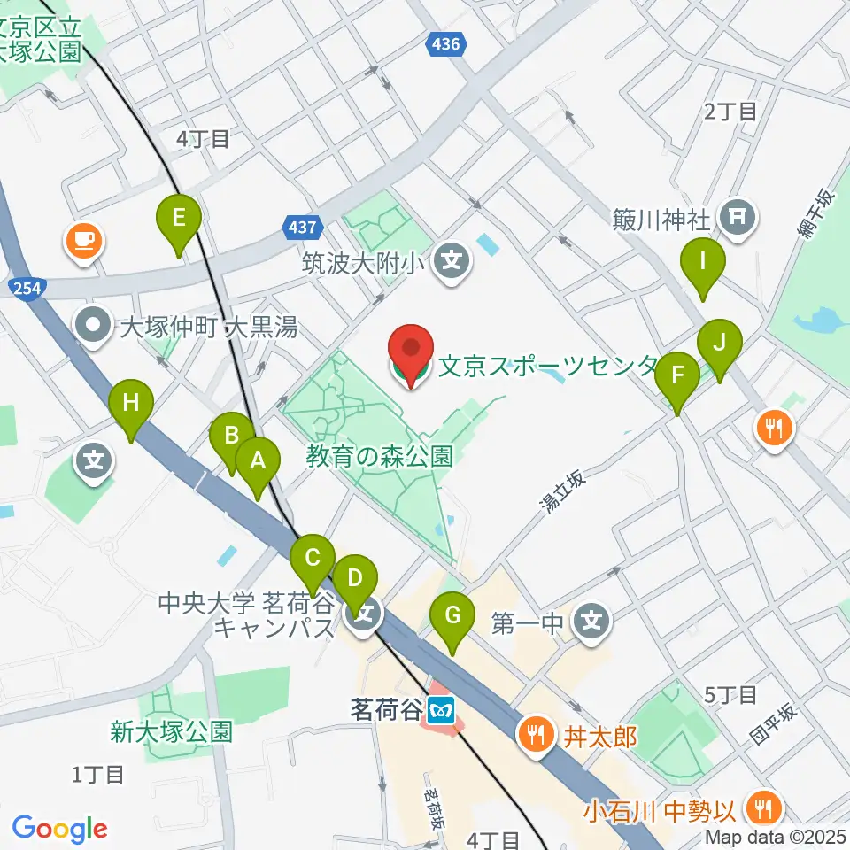文京スポーツセンター周辺のカフェ一覧地図