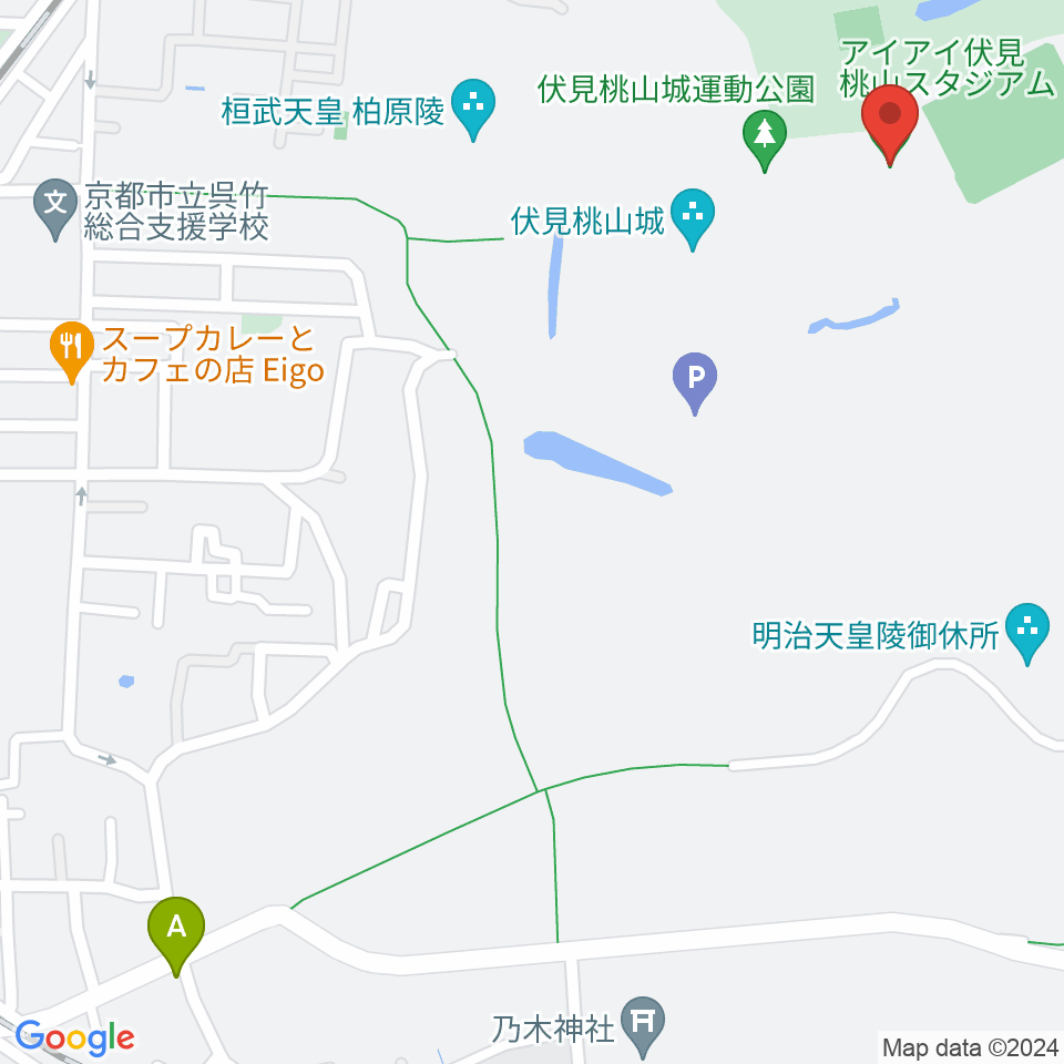 アイアイ伏見桃山スタジアム周辺のカフェ一覧地図