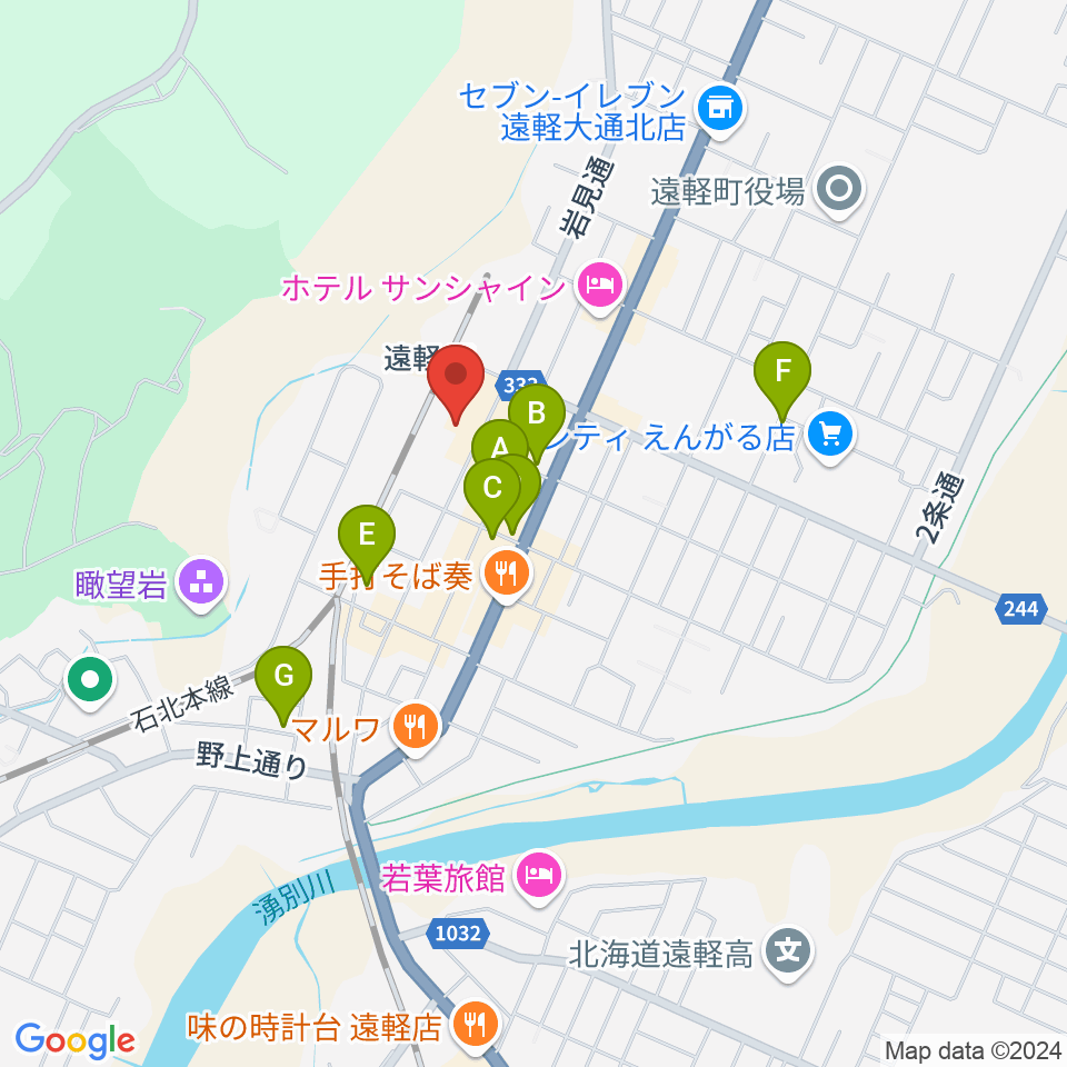 遠軽町芸術文化交流プラザ メトロプラザ周辺のカフェ一覧地図