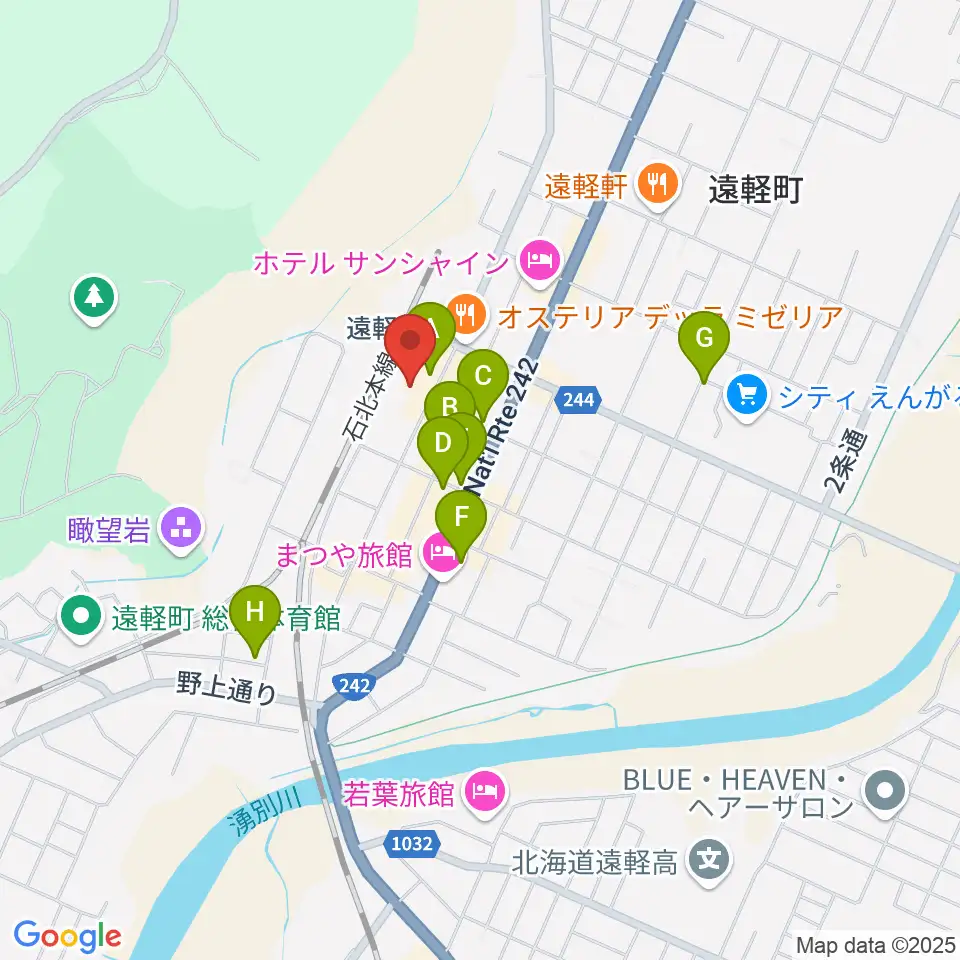 遠軽町芸術文化交流プラザ メトロプラザ周辺のカフェ一覧地図