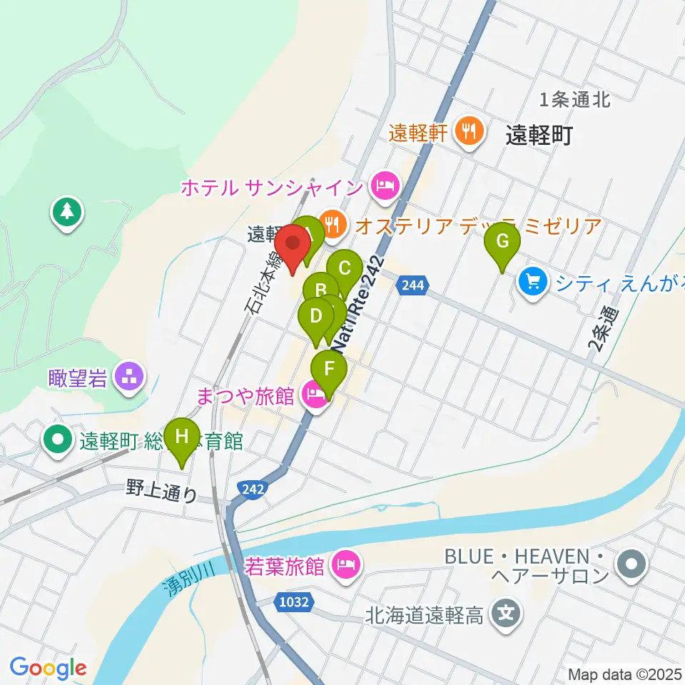 遠軽町芸術文化交流プラザ メトロプラザ周辺のカフェ一覧地図