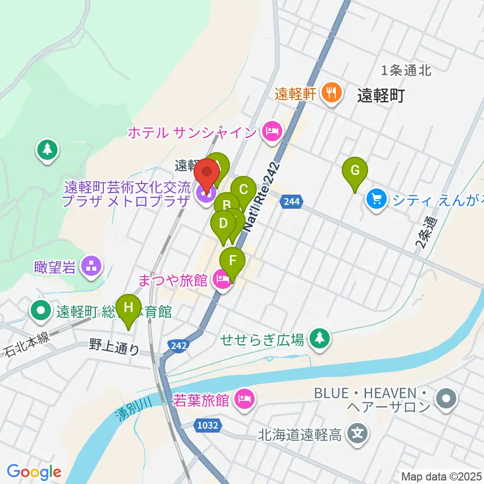 遠軽町芸術文化交流プラザ メトロプラザ周辺のカフェ一覧地図