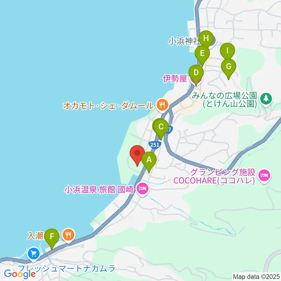 雲仙市小浜体育館周辺のカフェ一覧地図