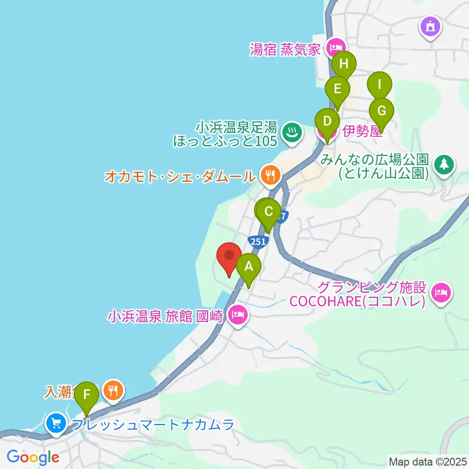雲仙市小浜体育館周辺のカフェ一覧地図
