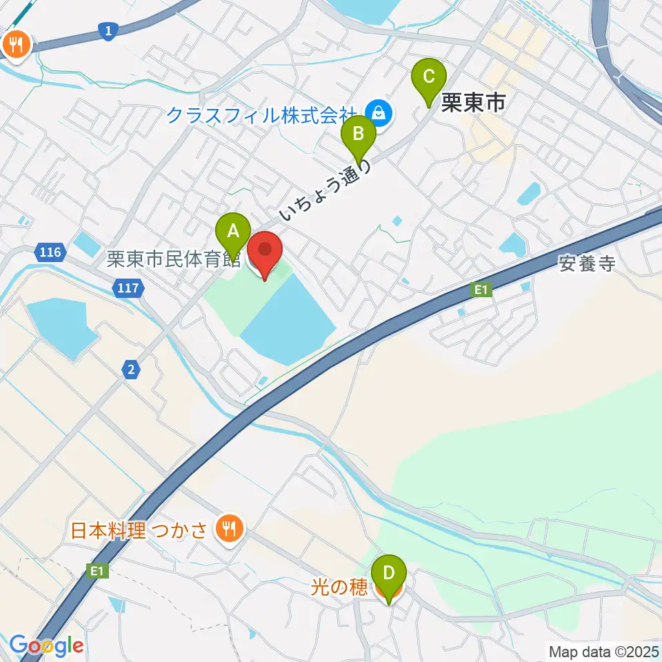 栗東市民体育館周辺のカフェ一覧地図