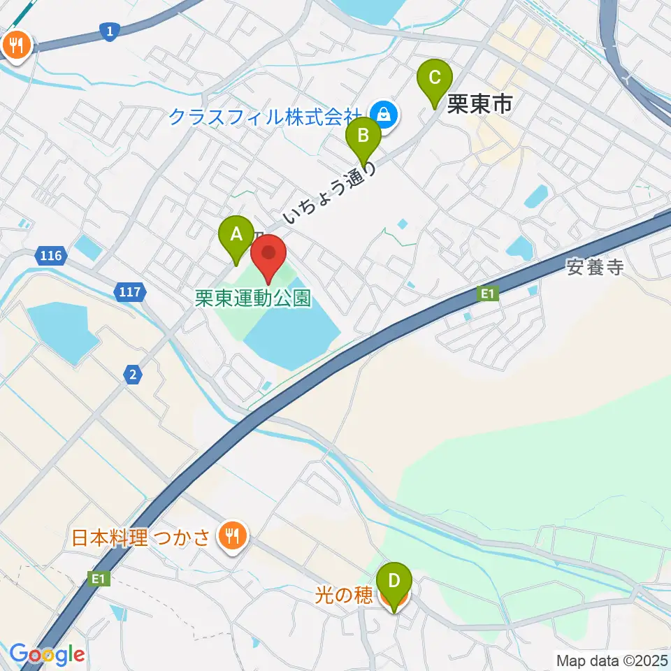 栗東市民体育館周辺のカフェ一覧地図