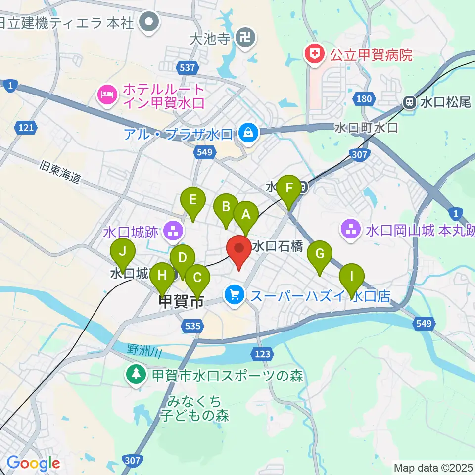 甲賀市水口体育館周辺のカフェ一覧地図