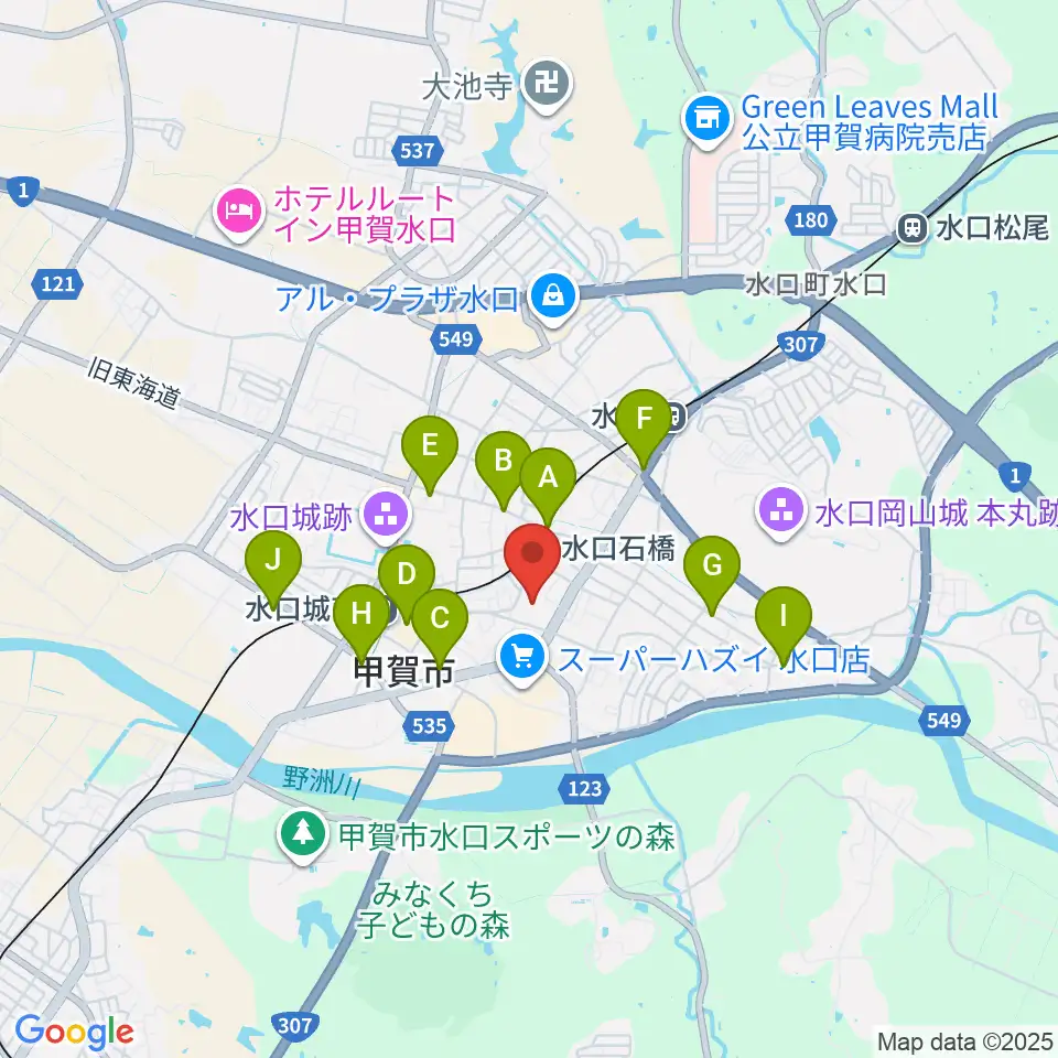 甲賀市水口体育館周辺のカフェ一覧地図