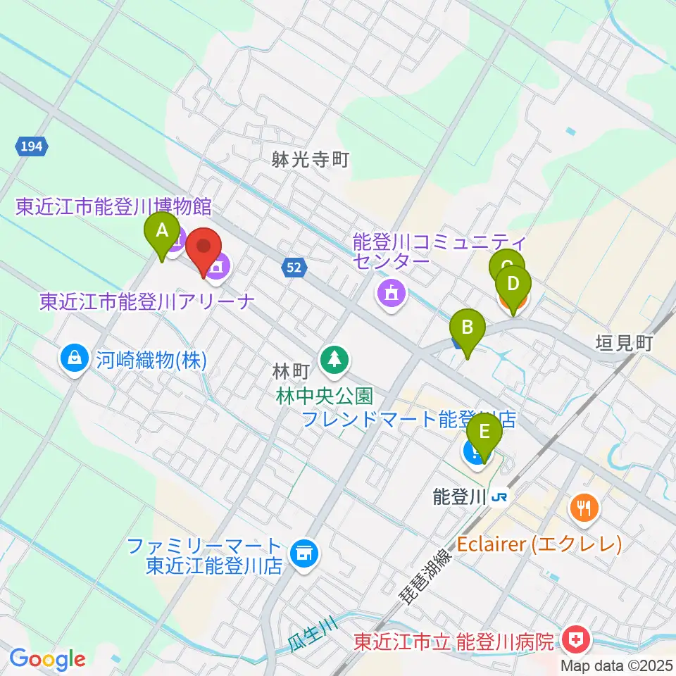 東近江市能登川アリーナ周辺のカフェ一覧地図