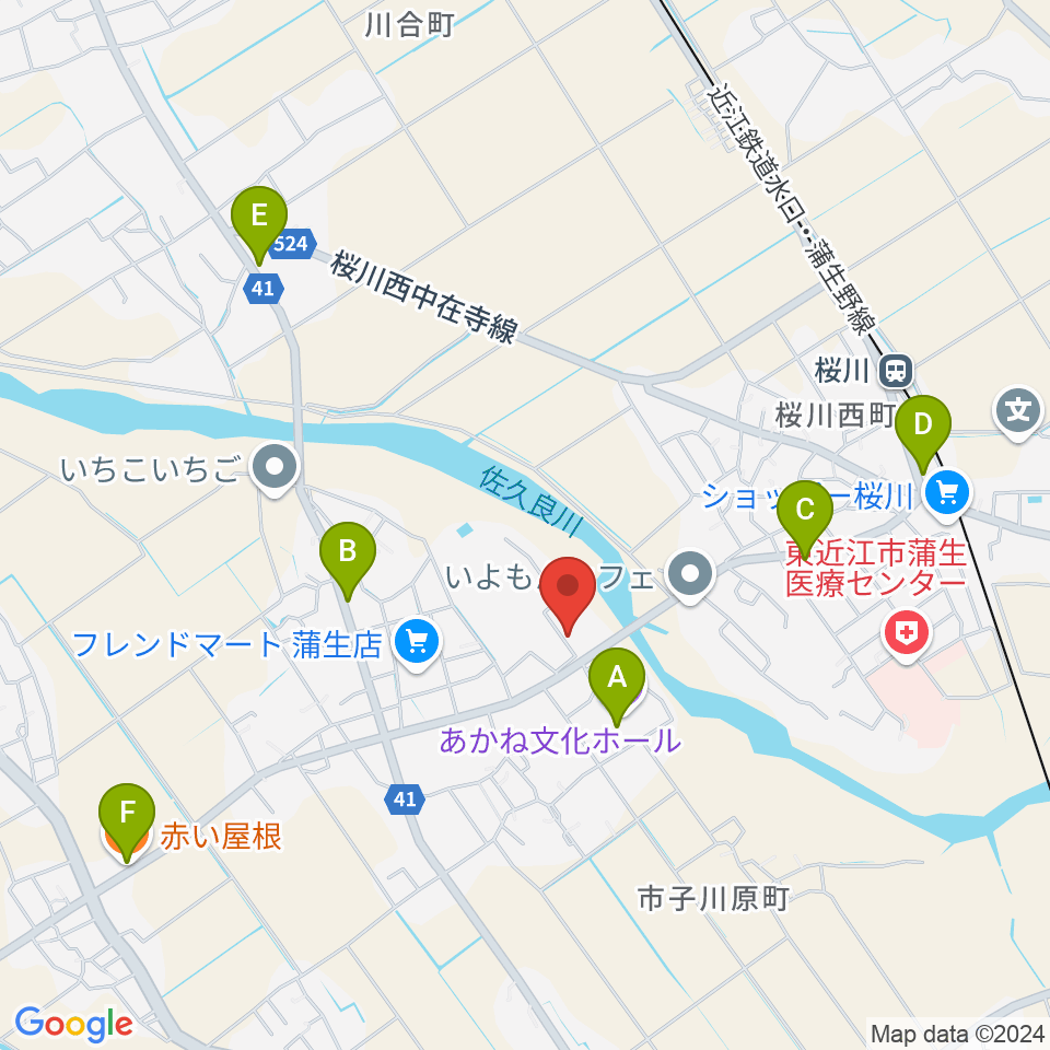 東近江市蒲生体育館周辺のカフェ一覧地図