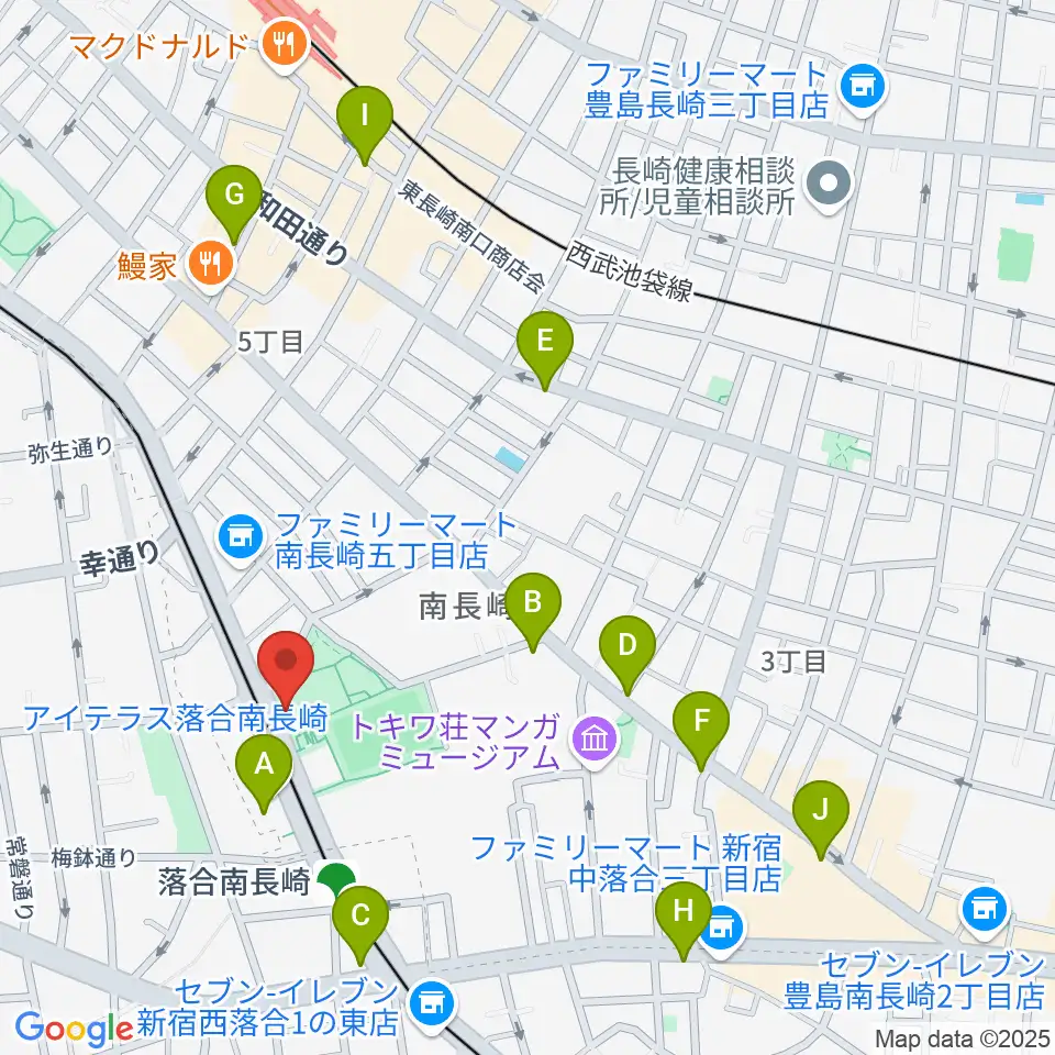 豊島区南長崎スポーツセンター周辺のカフェ一覧地図