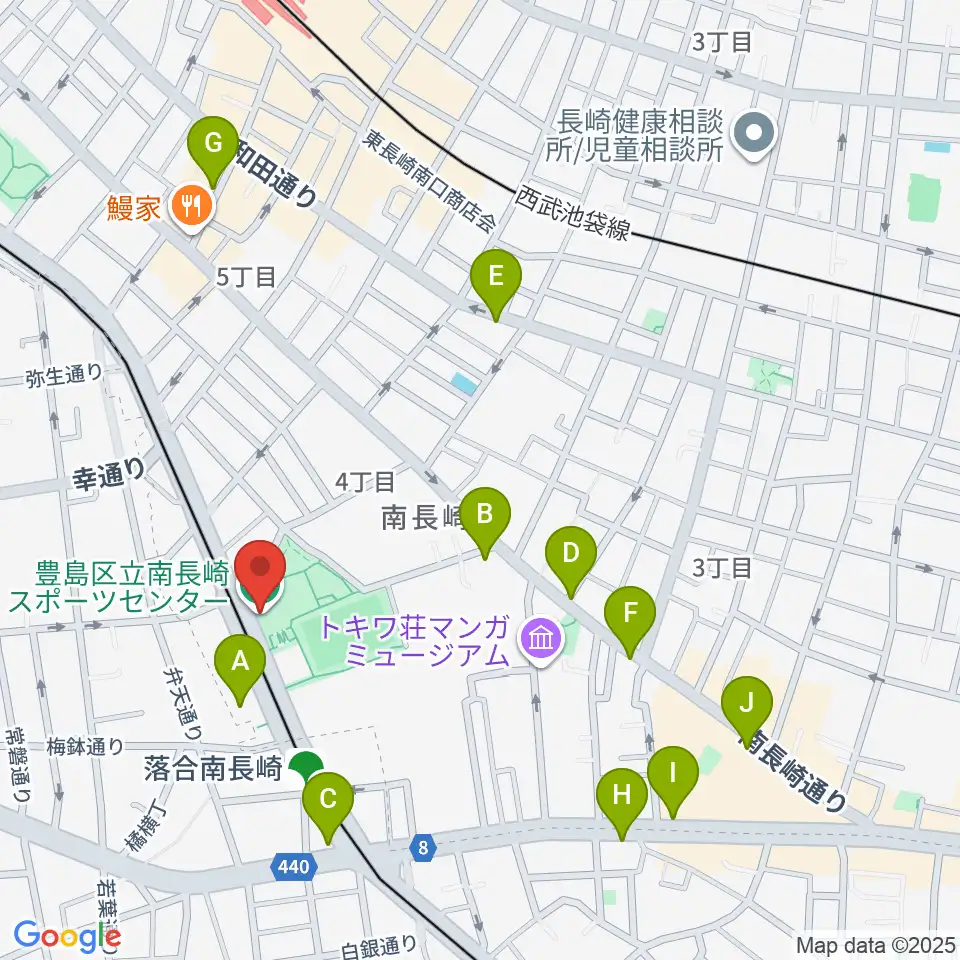 豊島区南長崎スポーツセンター周辺のカフェ一覧地図