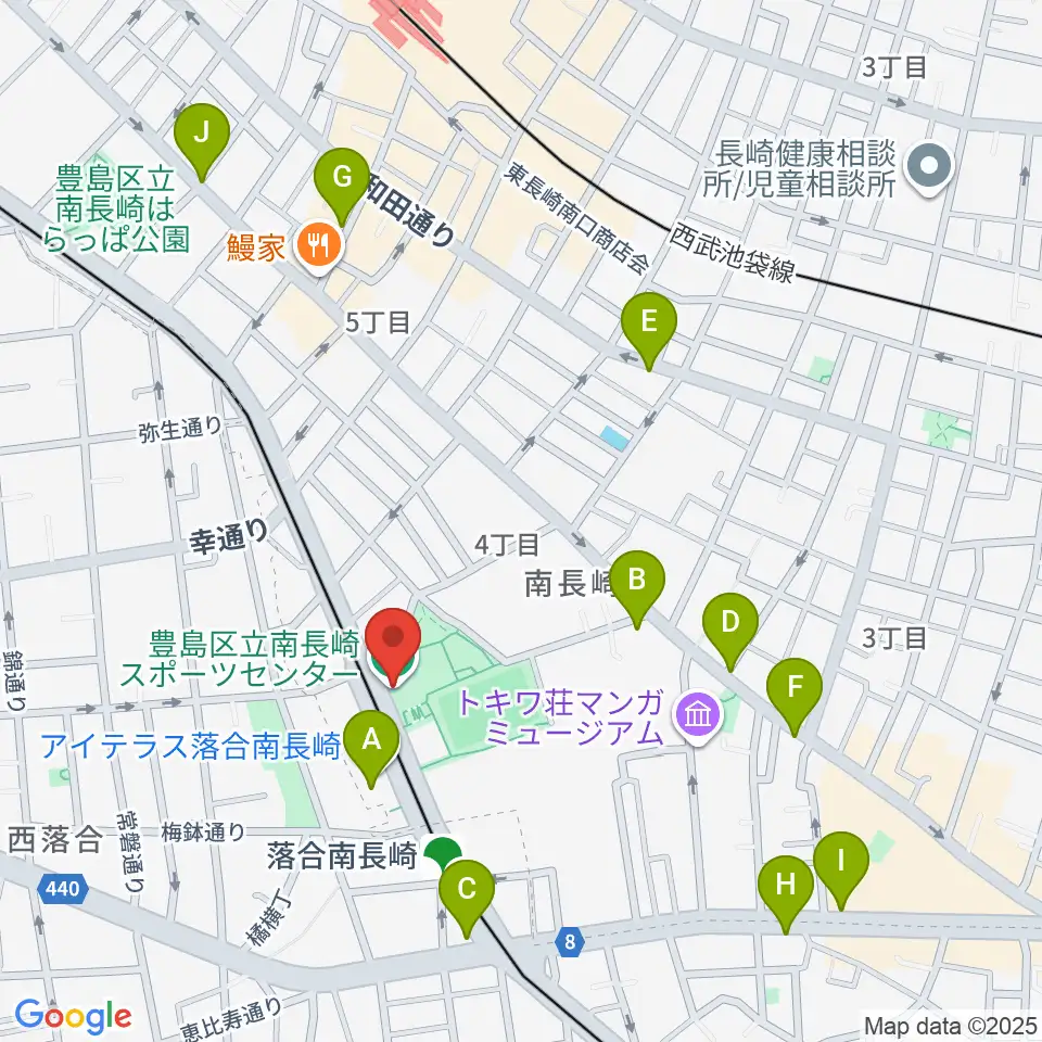 豊島区南長崎スポーツセンター周辺のカフェ一覧地図