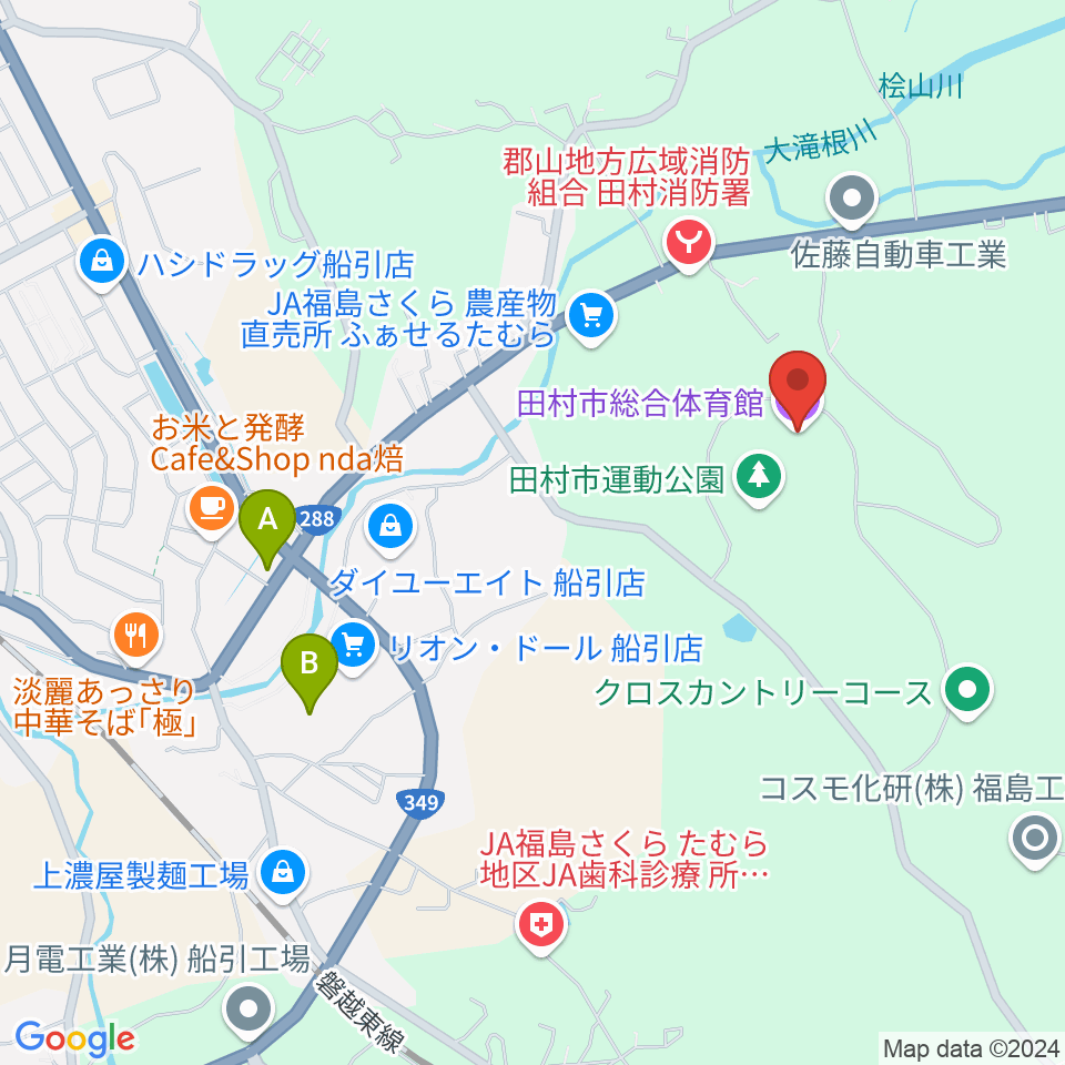 田村市総合体育館周辺のカフェ一覧地図