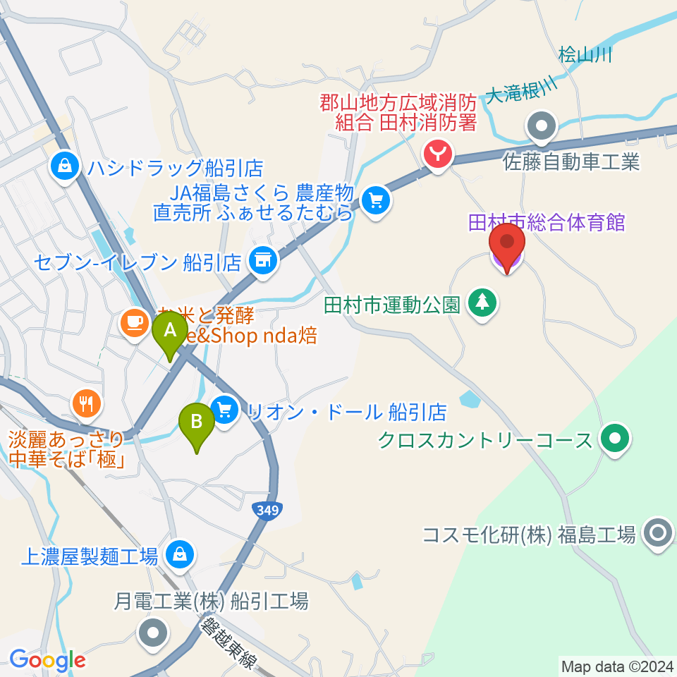 田村市総合体育館周辺のカフェ一覧地図