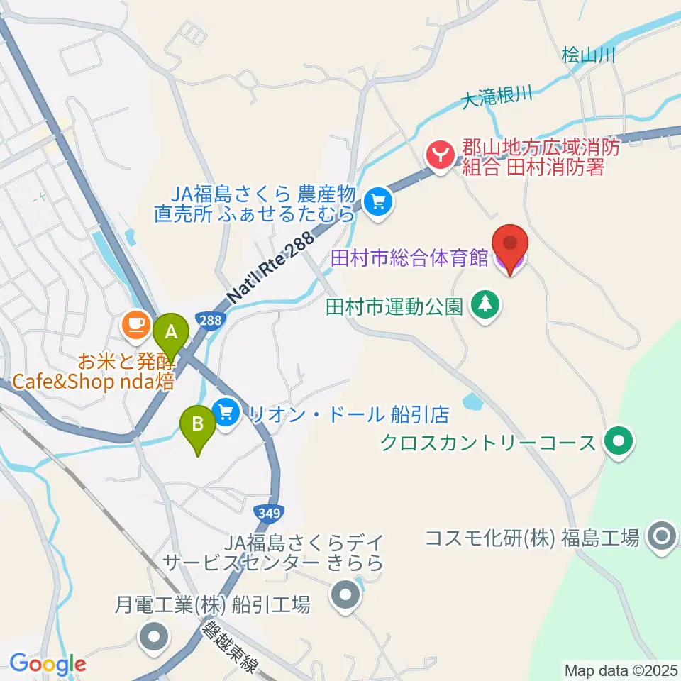 田村市総合体育館周辺のカフェ一覧地図