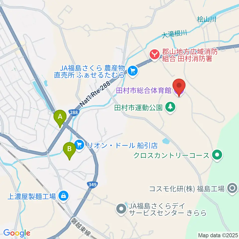 田村市総合体育館周辺のカフェ一覧地図