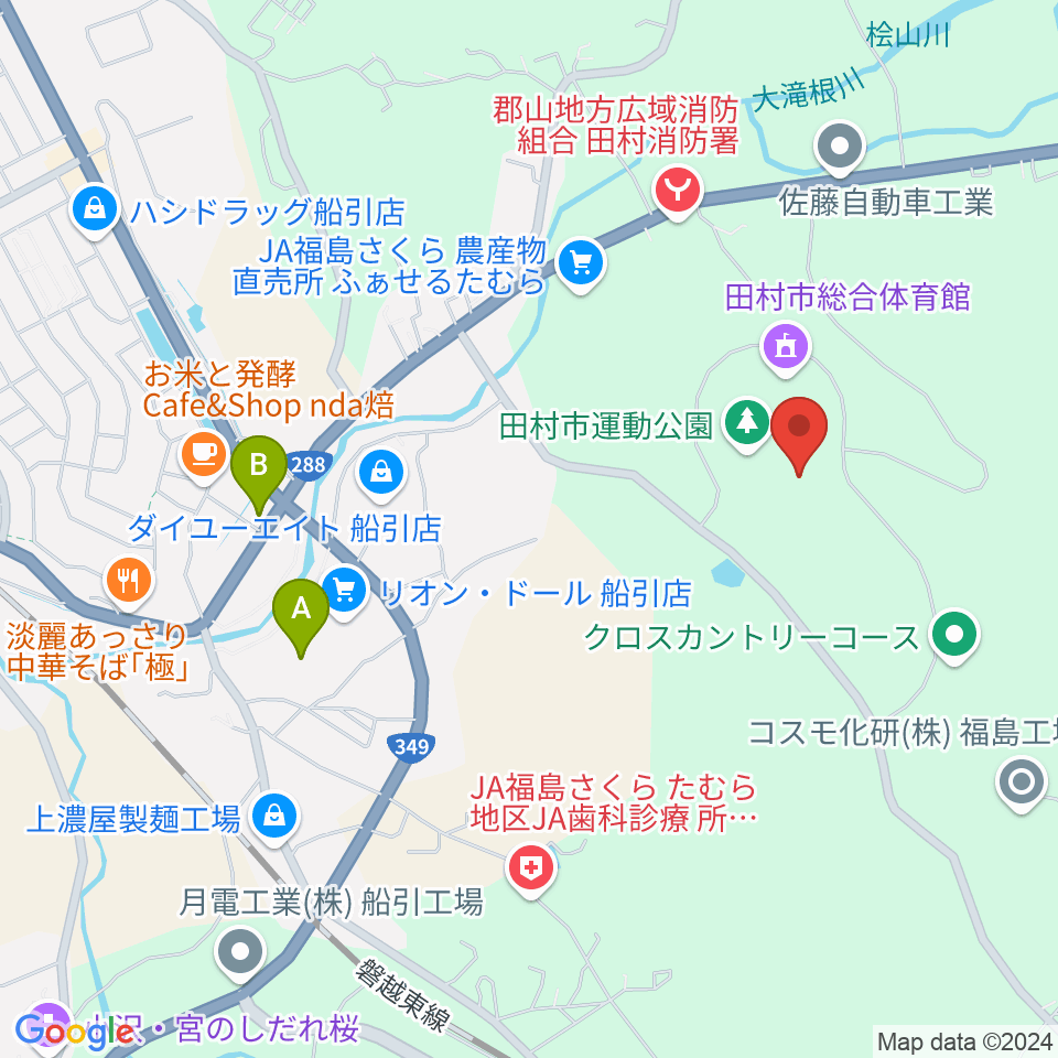 田村市陸上競技場周辺のカフェ一覧地図