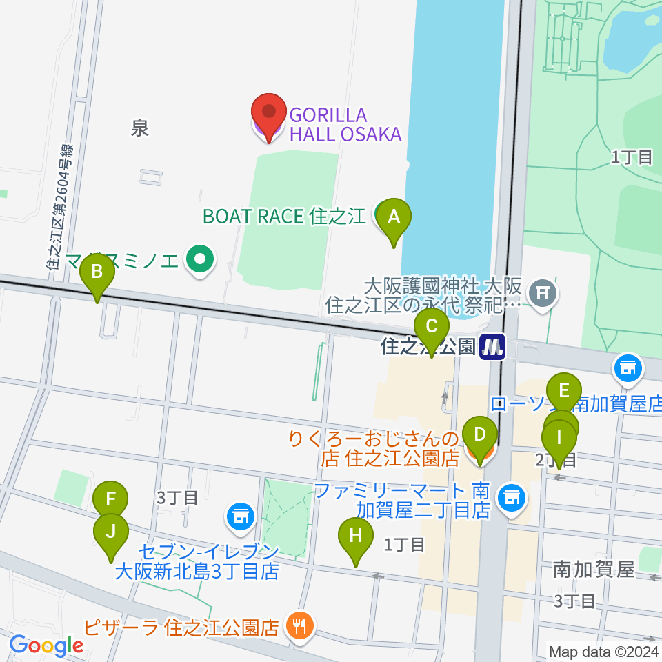 GORILLA HALL OSAKA周辺のカフェ一覧地図